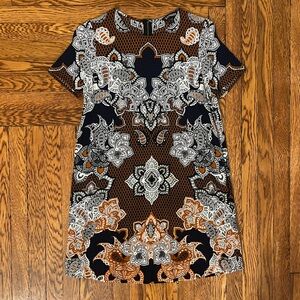 Express Orange and Brown Paisley Mini Dress